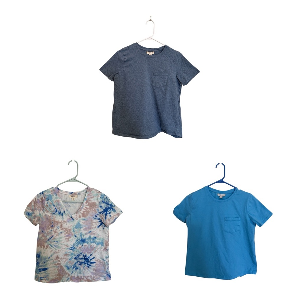 Style & Co. Women's Blue and Tie-Dye Short Sleeve Tops